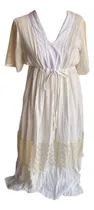 Comprar Vestido Largo Blanco Y Encaje Nude Cristho T2 Nuevo Etique
