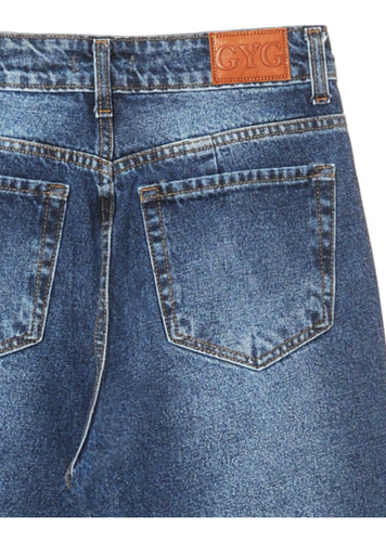 Jean Mom Mujer Azul Localizado Rigido Tiro Alto Infoestilos