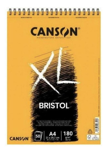 Bloque Bristol Canson A4, 21 x 29 cm, 180 g, 50 hojas, XL
