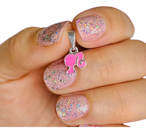 Dije Silueta Barbie Esmaltado De Plata Regalo Femenino D 611