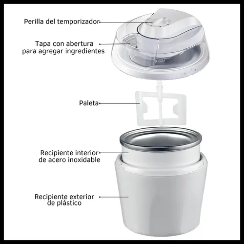 Fábrica De Helados Caseros Máquina Para Helados 1,5 Litros