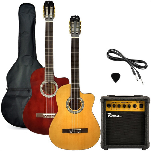 Guitarra Criolla Electroacustica Con Corte Ampli 10w Funda