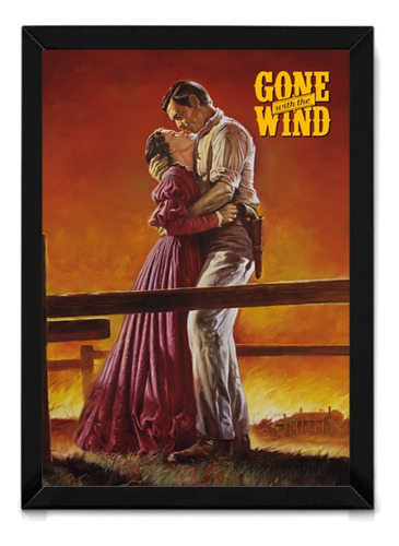 Poster E O Vento Levou Com Moldura Filme Cinema Antiguidades