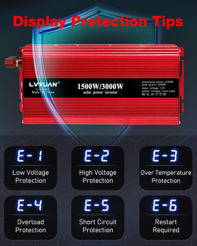 Inversor De Potencia Para Automóvil Lvyuan 1500w 12v A 110v