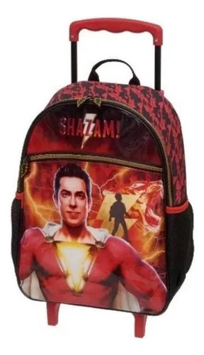 Mochila Escolar Shazam Infantil Tam G Rodinha Pacific Cor Vermelho Escuro