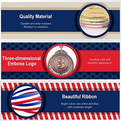 Imagen 4 de 7 de Trofeo Hilitchi Gold Silver Bronze Award Medallas Con Ribbon