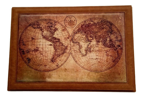 Juego Para Escritorio Mapa Mundi En Piel Vacuno Kuerissimo