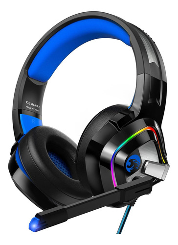 Auriculares Gamer Ziumer Z66 C/ Rgb/ Mic. Azules