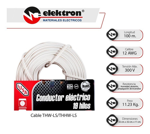 Imagen 2 de 6 de 100mts. Cable Pot Duplex Cal. 12 Blanco Iusa 100% Cobre