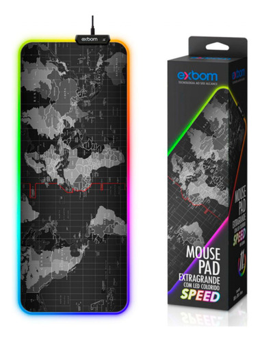 Mousepad Gamer Grande Com Led Rgb 11 Cores 80x30cm-mapamundi