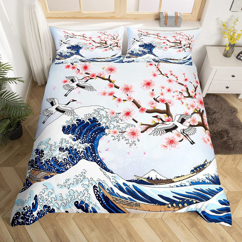 Feelyou Juego De Ropa De Cama Con Diseno De Flores De Cerezo