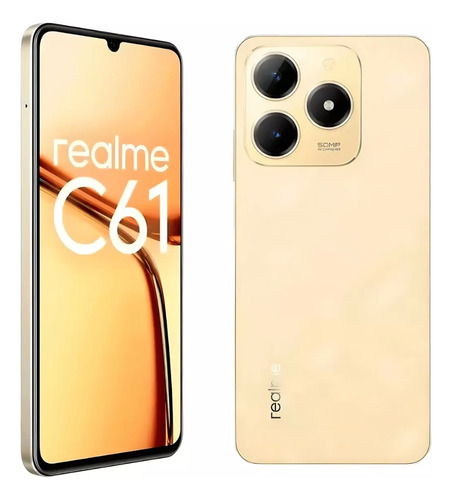 Realme C61 Nfc 256 Gb 8 Gb Ram+ Fone Bluetooth + Relogio Dourado