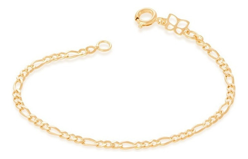 Pulseira Infantil Folheada Ouro Fio Alternado 3x1 Rommanel Comprimento 14 Cm Cor Dourado Diâmetro 14 Cm