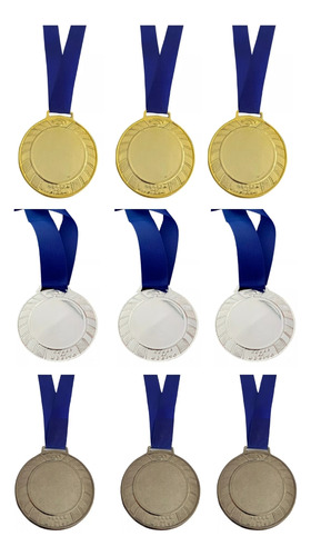 Kit C/3 Medalhas De Outro+3 Prata+3 Bronze Hmérito B41 43mm