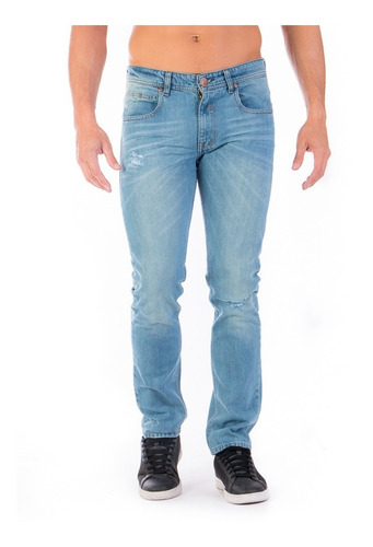 Jeans Pantalón De Mezclilla Con Bleach Y Destrucción Marcada