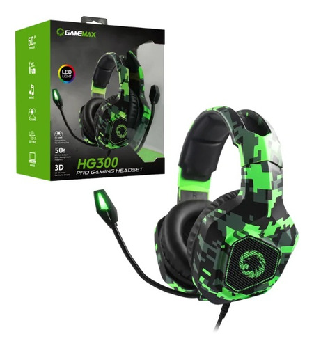 Audifonos Gamer Gamemax Gh300 Rgb Multiplataforma Camuflaje