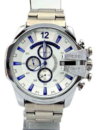 Reloj Masculino Diesel Plata/azul À Prueba Dágua Con Caja