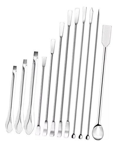 Stainless Steel Laboratory Spoon And Spatula, 12 Pieces