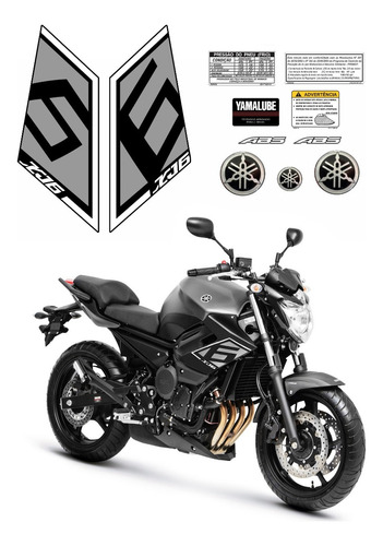 Kit Adesivos Faixa Prata Para Yamaha Xj6 2015 Sp 13573