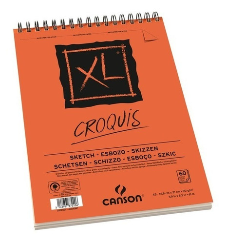 Block Xl Croquis A5 90gr 60 Hojas Canson Grano Fino Sketch