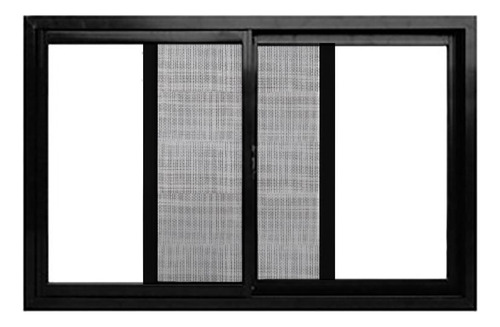 Ventana 240x90 Aluminio Negro Con Mosquitero Y Vidrio 3mm