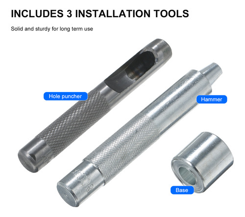 Kit De Ojales, 10 Mm, 3/8, Con Herramientas Para Piel Y Tela