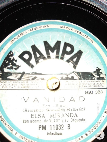 Pasta Elsa Miranda Orquesta Vlady Pampa C115