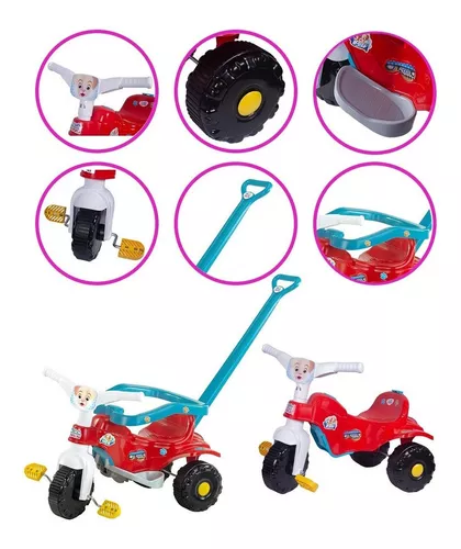 Triciclo Motoca Infantil Tico Tico C/ Empurrador Magic Toys