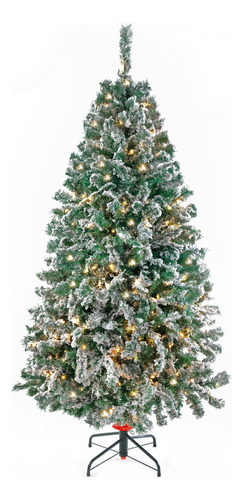Arbol Navidad Naviplastic Vermont Nevado 300 Luces Led 220cm Color Verde