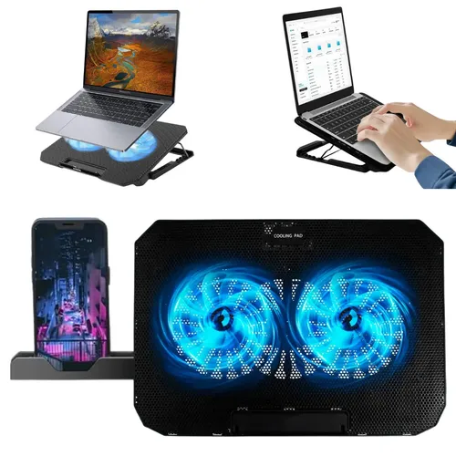 Base suporte mesa Refrigerada para Notebook 2 ventoinhas Coolers ...