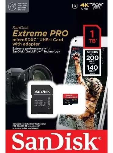 Tarjeta Microsd Sandisk Extreme Pro Uhs-i De 1 Tb Con Adapta