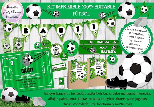 Kit Imprimible Candy Bar Futbol 100% Editable