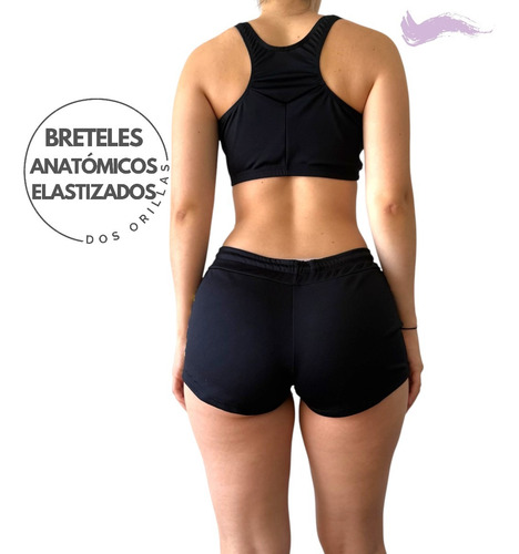 Conjunto 2 Piezas Anticloro Top Short Natacion Secado Rapido Negro 1
