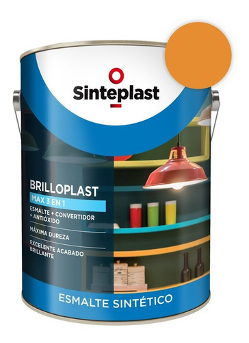 Esmalte Sintético + Convertidor Brilloplast 3 En 1 1lts Acabado Brillante Color Castaño