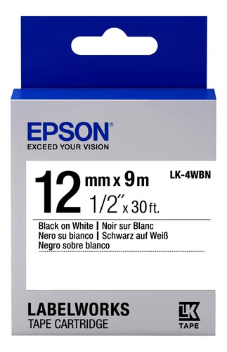 Cinta Etiqueta Negro/blanco 12mm 8m Epson Labelworks Lw-300