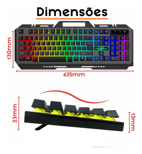 Teclado Gamer Semimecânico Rgb Led Retroiluminado Computador
