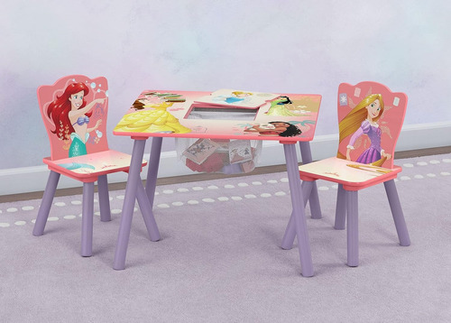Set Mesa Con Sillas De Madera Infantil Disney Princess Color Rosa