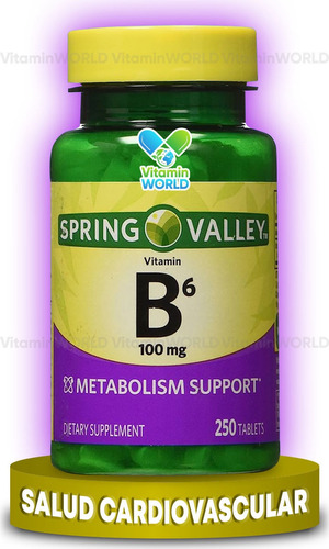 Spring Valley Vitamina B-6 (piridoxina) 100 Mg 250 Tabletas