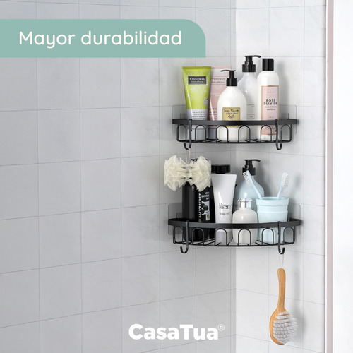 Esquinero Organizador Ducha Baño Adhesivo Set 2 Inoxidable Black