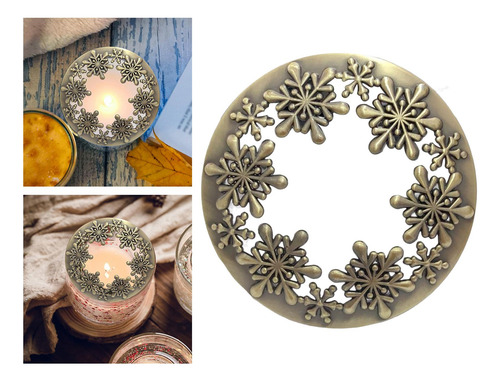 2 Piezas Tarro Tapa De Vela Topper Patrones Ahuecados Bronce