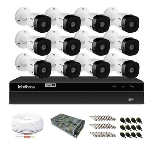 Kit Intelbras 12 Câmeras De Segurança 1080p Dvr 16 Canais