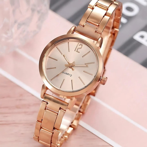 Relógio Feminino Rose Gold Com Pulseira Bracelete Delicado