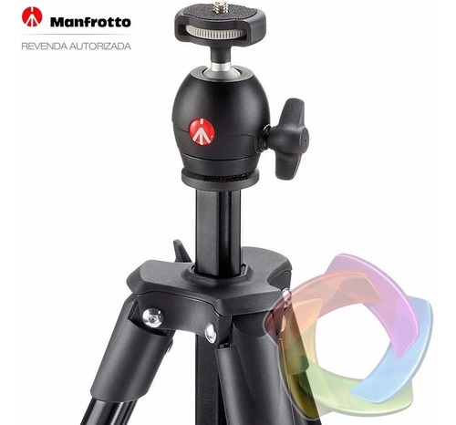 Imagem 2 de 6 de Tripé Manfrotto Compact Light Black Câmera Digital Universal