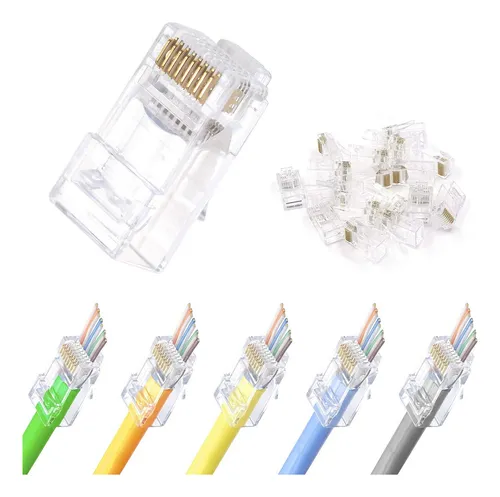 Ficha Conectores Rj45 Cat6 Pasantes Redes Prosoft X 10