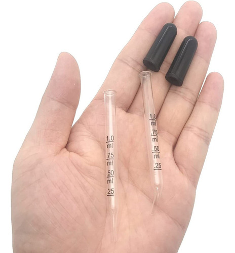 * 20 Peças De Conta-gotas De Vidro De 1ml Com Ponta Reta