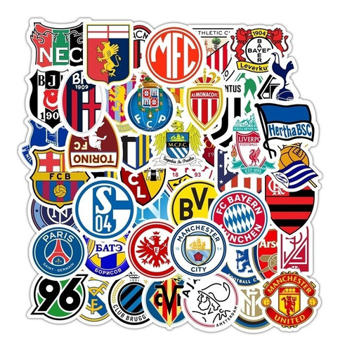 50 Stickers De Clubes De Fútbol - Etiquetas Autoadhesivas