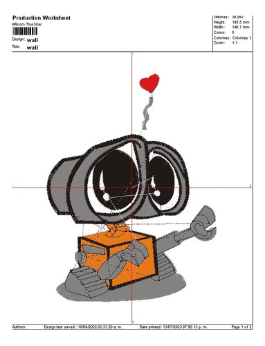 Digitalizado De Bordado Wall-e Y Eva