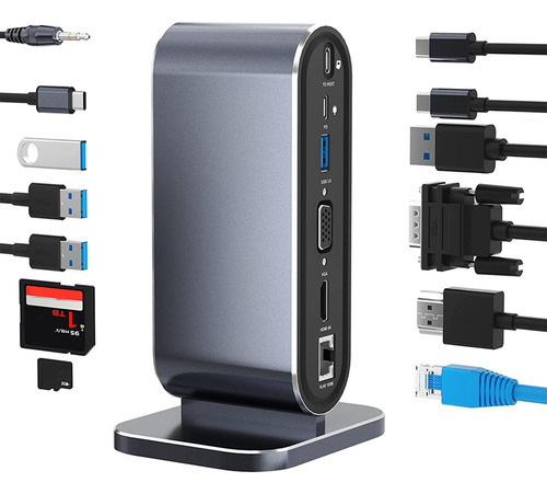 Estación De Acoplamiento Usb C 12 En 1, Usb C Hub Dock, Pant