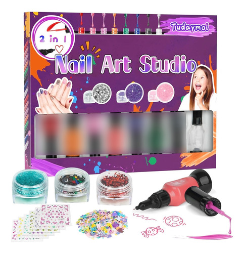 Kit De Esmalte De Uñas Para Niñas Nail Art Studio