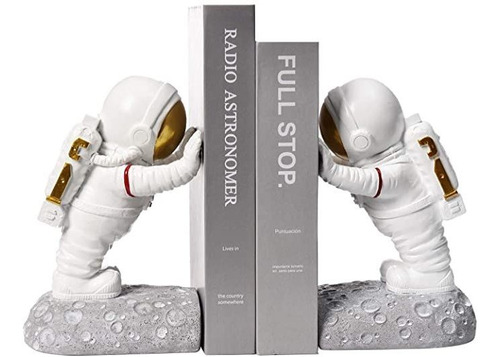 Kakizzy Astronaut Decorative Book Ends, Resin Sujetalibros